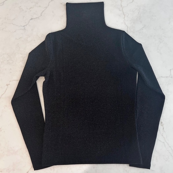 Club Monaco Lurex Metallic Julie Turtleneck - Black - Large - Slim Fit - Sleek! - Picture 3 of 10